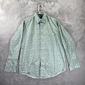 Stetson Shirt men's Medium Button Down Geometric Pattern AOP Western Cotton